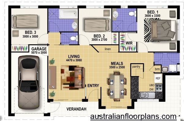3 Bed Villa Duplex House Plan
