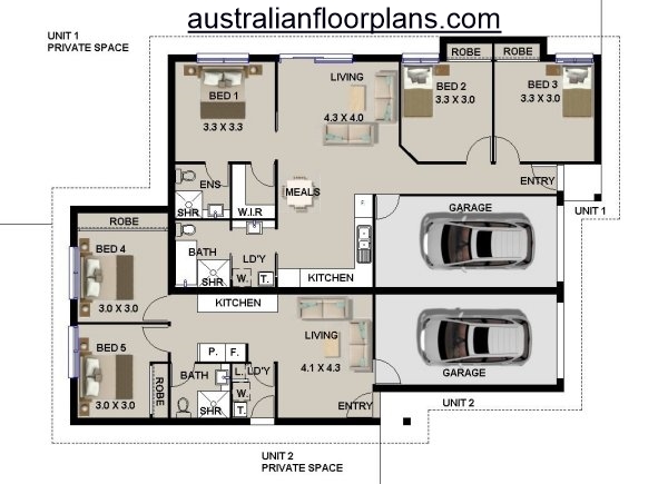 5 Bedrooms Dual Key Design