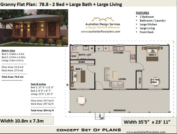 Homestead 2 Bed House Plan
