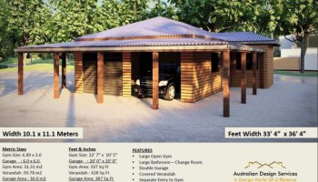 2 Car Garage + Home Gym plan