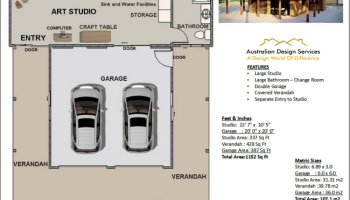 Art Studio + Double Garage Plans