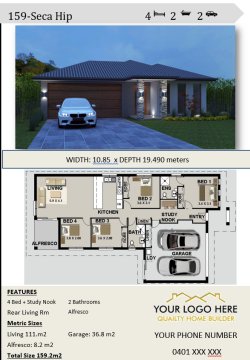 house plan 4 Bedrooms + Study Nook