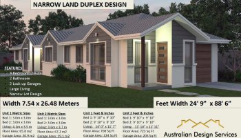 Corner Duplex Design Gable Roof Narrow Land