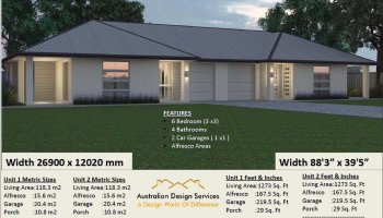 Hip Roof Duplex Living Plan 312DU : 312.8 m