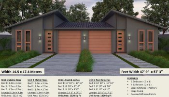 Skillion Roof 6 Bedroom Duplex Design 248DU : 245.2 m2