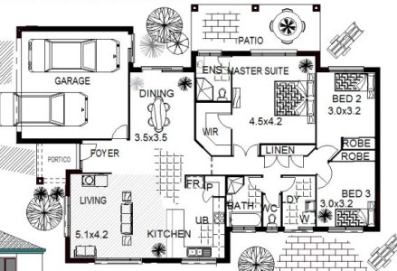 Narrow Modern  house plan