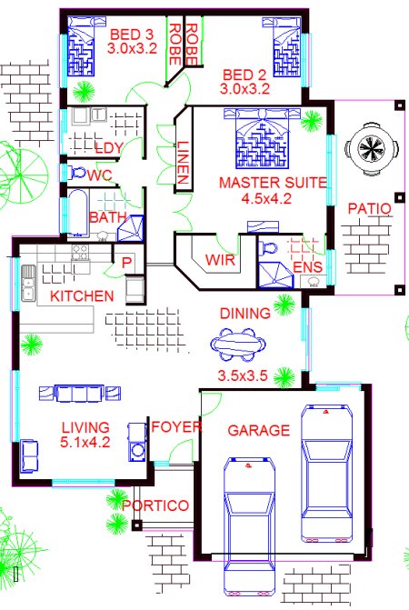 3 bed -study upper floor