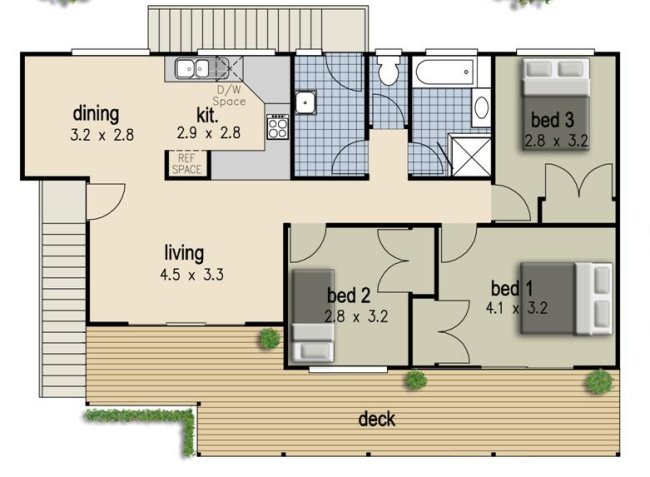 3  bed -study upper floor