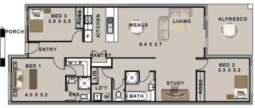 3 bed + study Narrow lot
