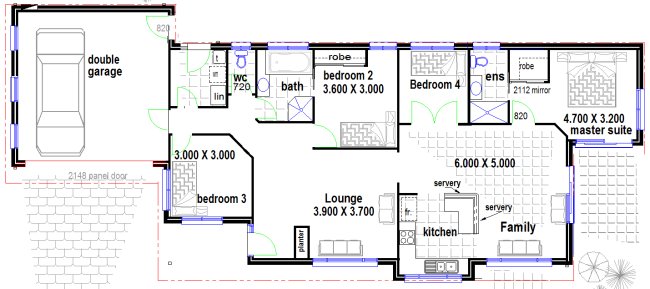 4  bed floor plan Australian Houses