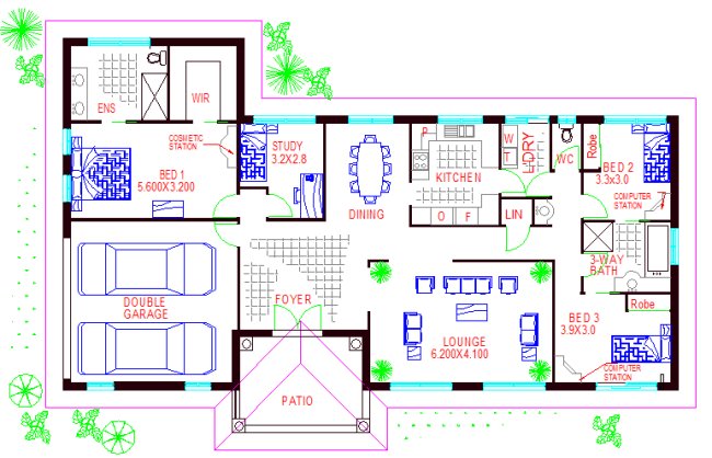 4 bed floor plan