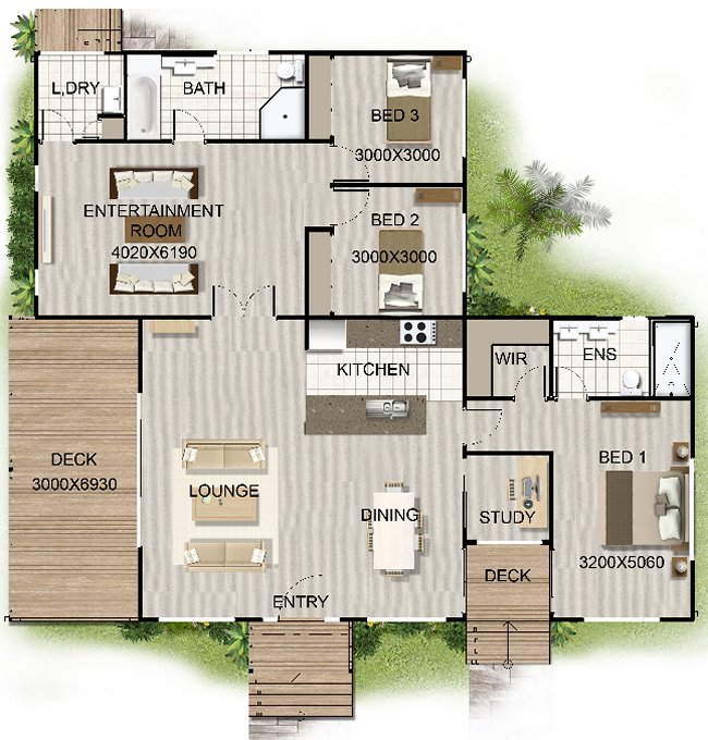 4 bed -study upper floor