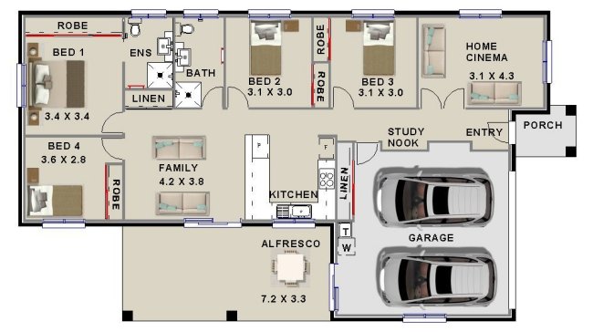 4 bedroom narrow lot design