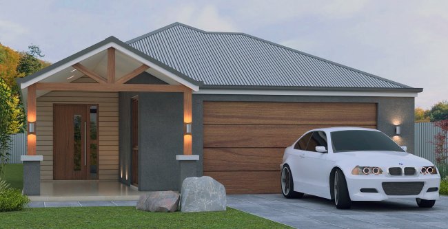  zero lot house plan Ranch Style  Narrow  lot
