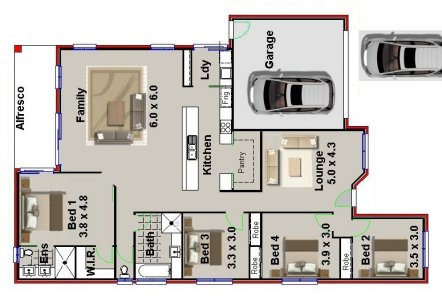4 Bed House Plan 