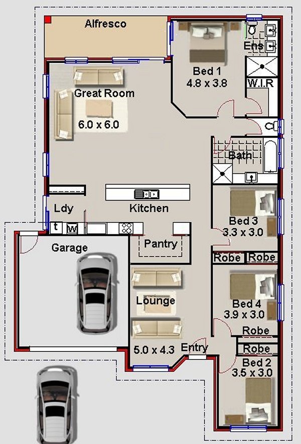 4 bed -study upper floor