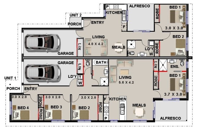 3x3 duplex plan