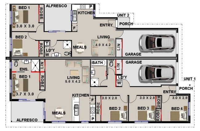 3x3 duplex plan