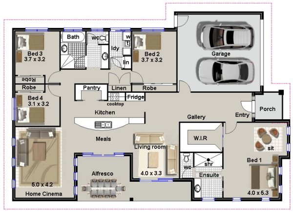 4 bedroom home design