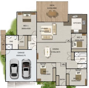 Split Level 4 Bedroom House Plan 