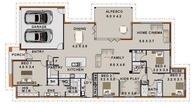 4 bed house plans front New Modern 