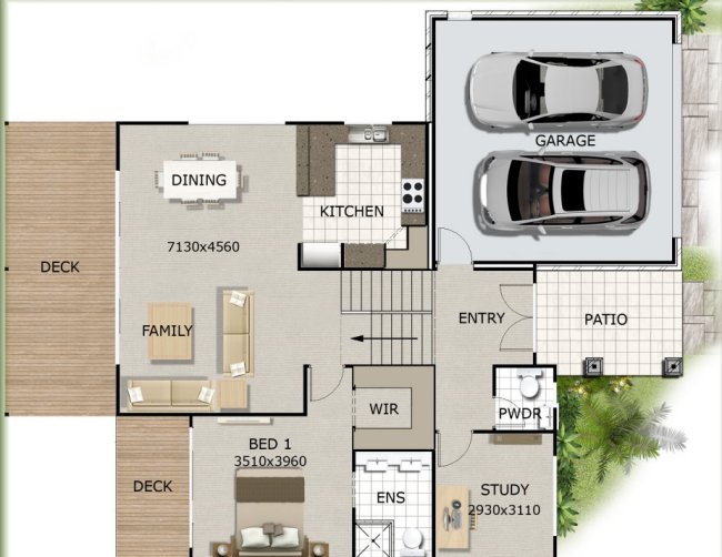 4 bed -study upper floor