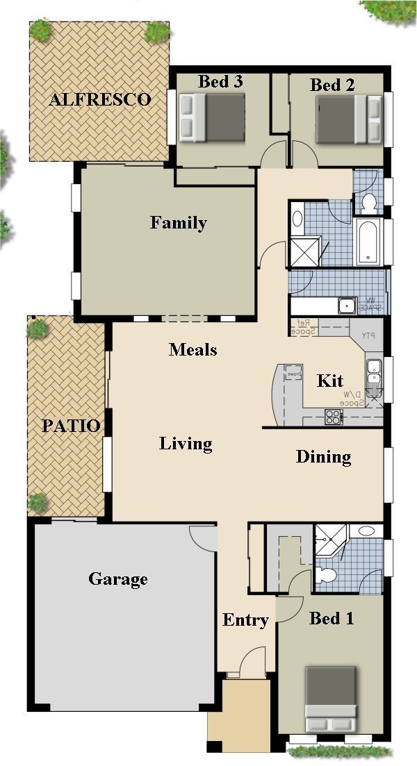 3  bed floor plan