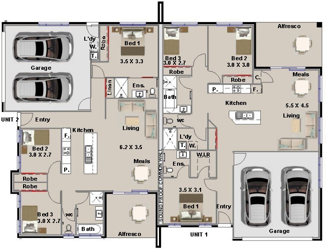 corner land duplex design