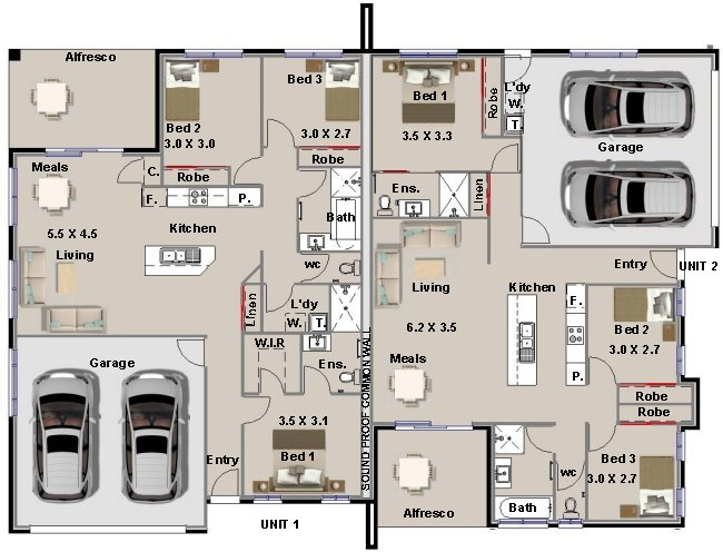 6 bedroom Australian duplex plans