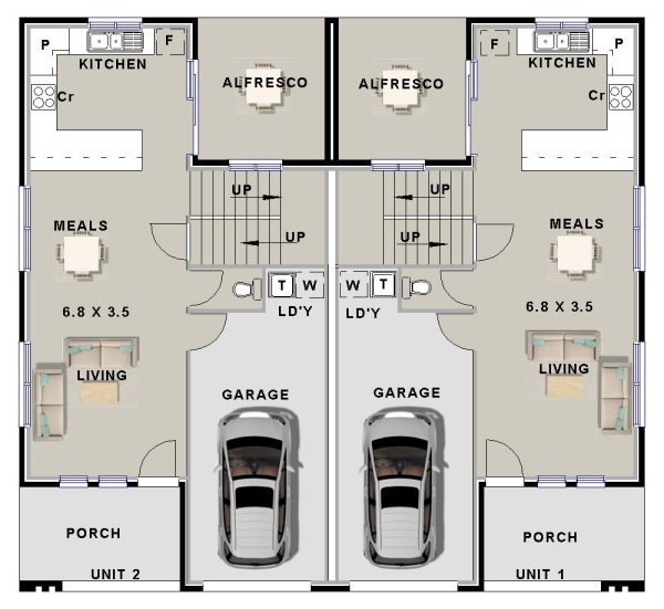 townhouse plans-lower floor