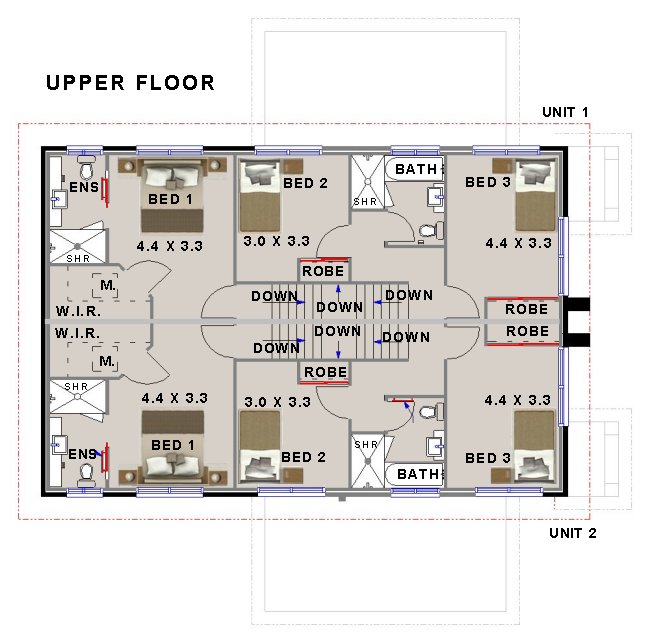 Australian upper floor townhouse for sloping land