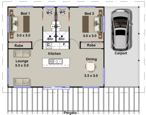 2 Bed + 2 Bath + Carport