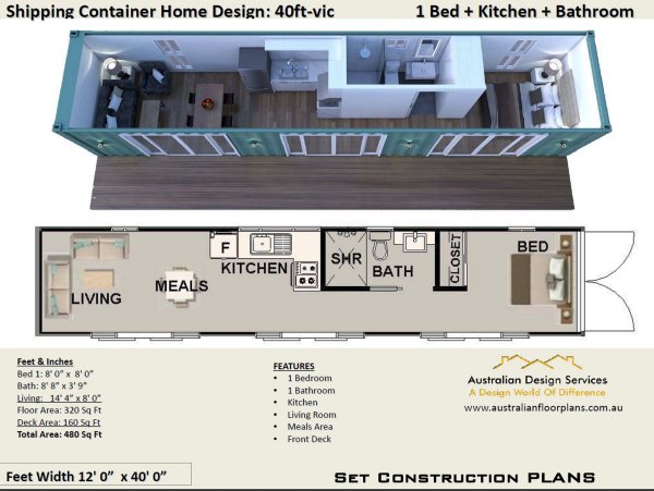 40 Foot Shipping Container Home Plan:40ft VIC